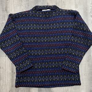VTG 70s Iceland 100% Lambswool Sweater Blue Hans Heitsch Sweden Boat Neck Nordic